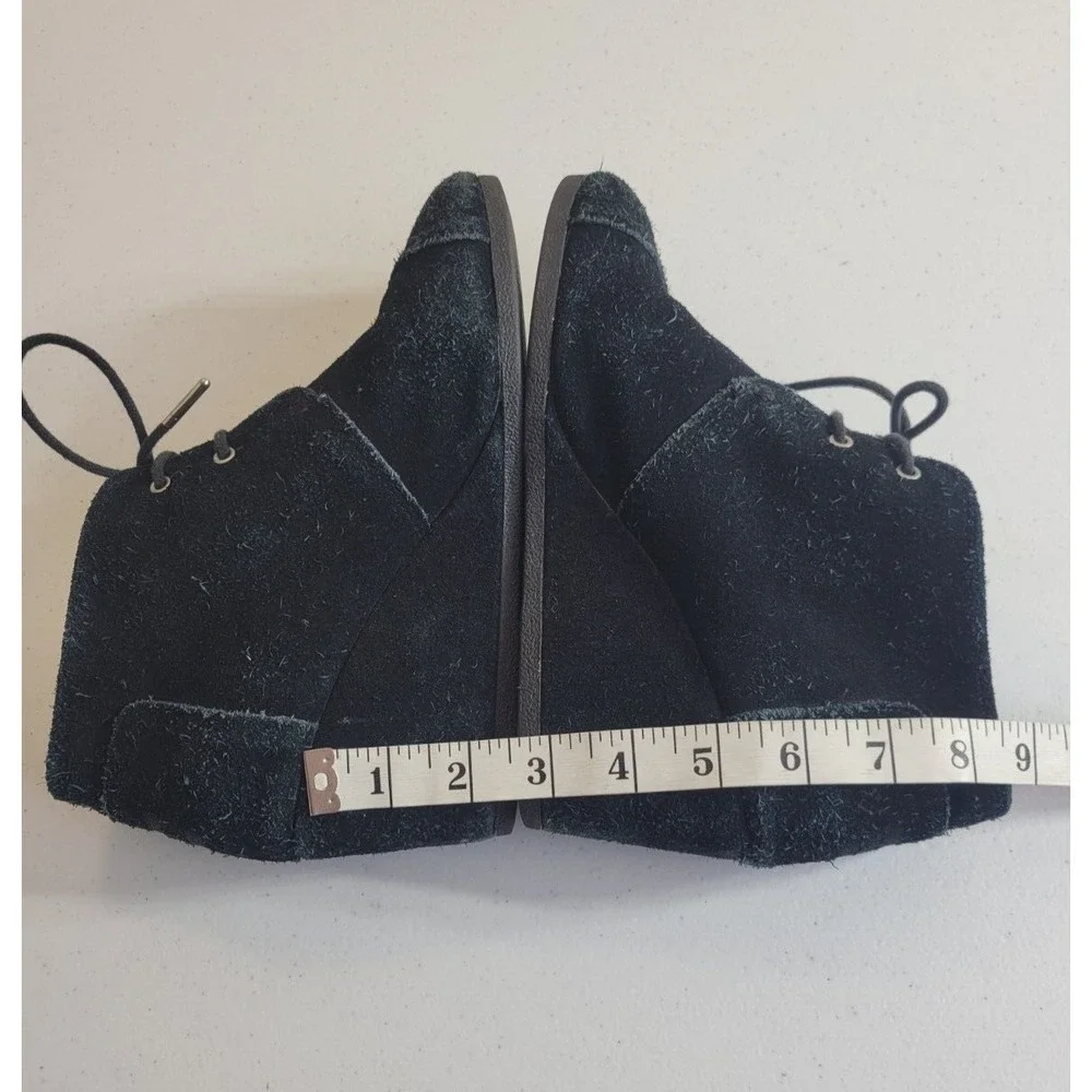 TOMS Desert Wedge Booties Suede Lace Up Chukka Boho Minimalist Black W 8.5
